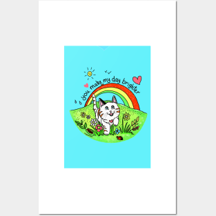 You make my day brighter -  Happy rainbow cat Posters and Art